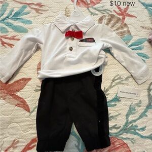 Little Wonders White Baby Shirt with Red Bow Tie
